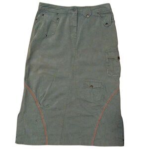 Oilily Green Cargo Pencil Skirt, Size US 8-10 / EU 40, Green with Red Detail
